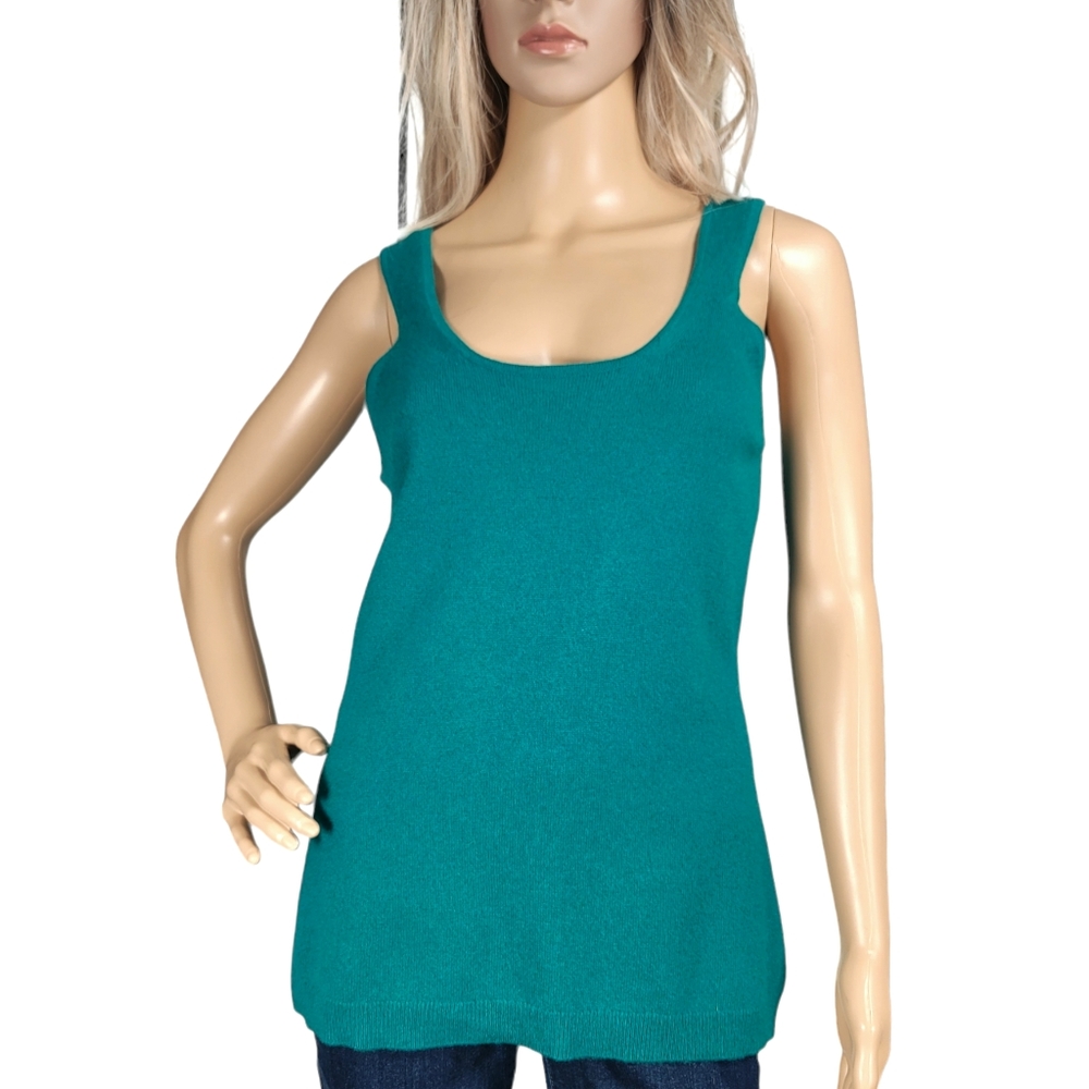 COPY - WORTH Cashmere Teal Green Scoop Neck Tank Top Sz L